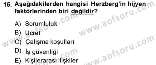 Yönetim ve Organizasyon Dersi 2014 - 2015 Yılı (Final) Dönem Sonu Sınav Soruları 15. Soru