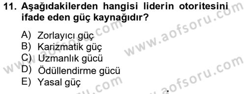 Yönetim ve Organizasyon Dersi 2014 - 2015 Yılı Tek Ders Sınav Soruları 11. Soru