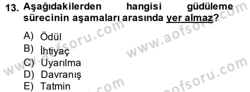 Yönetim ve Organizasyon Dersi 2014 - 2015 Yılı Tek Ders Sınav Soruları 13. Soru