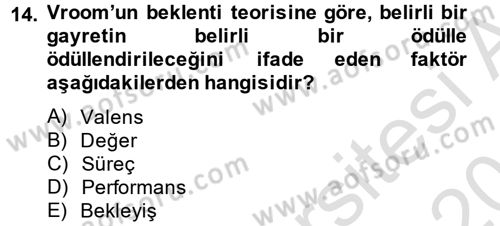 Yönetim ve Organizasyon Dersi 2014 - 2015 Yılı Tek Ders Sınav Soruları 14. Soru