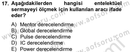 Yönetim ve Organizasyon Dersi 2014 - 2015 Yılı Tek Ders Sınav Soruları 17. Soru