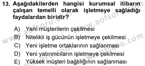 Yönetim ve Organizasyon Dersi 2015 - 2016 Yılı (Final) Dönem Sonu Sınav Soruları 13. Soru