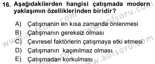 Yönetim ve Organizasyon Dersi 2015 - 2016 Yılı Tek Ders Sınav Soruları 16. Soru