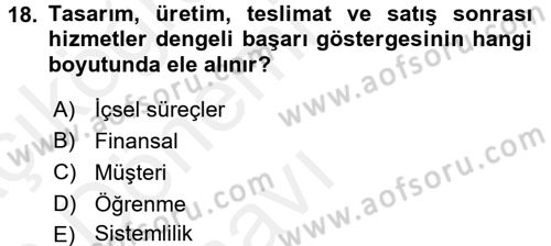 Yönetim ve Organizasyon Dersi 2015 - 2016 Yılı Tek Ders Sınav Soruları 18. Soru