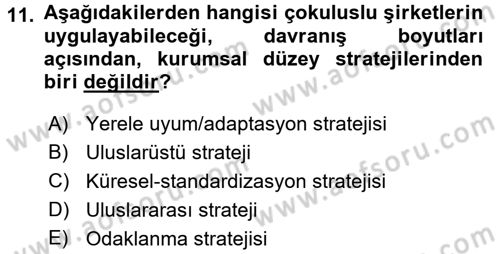 Yönetim ve Organizasyon Dersi 2016 - 2017 Yılı 3 Ders Sınav Soruları 11. Soru