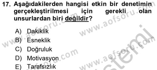 Yönetim ve Organizasyon Dersi 2016 - 2017 Yılı 3 Ders Sınav Soruları 17. Soru