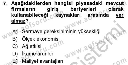 Yönetim ve Organizasyon Dersi 2016 - 2017 Yılı 3 Ders Sınav Soruları 7. Soru
