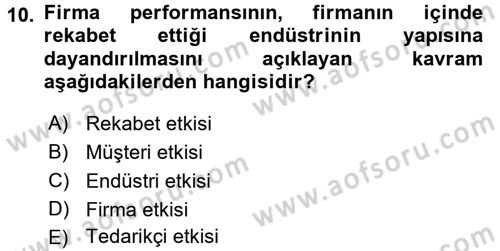 Yönetim ve Organizasyon Dersi 2017 - 2018 Yılı 3 Ders Sınav Soruları 10. Soru