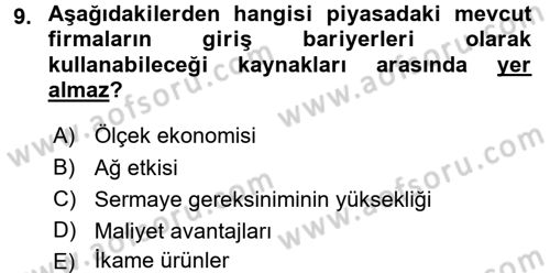 Yönetim ve Organizasyon Dersi 2017 - 2018 Yılı 3 Ders Sınav Soruları 9. Soru
