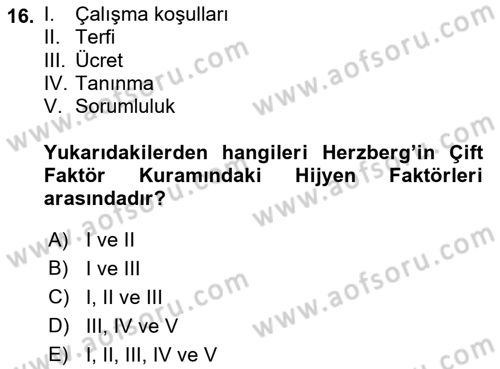 Yönetim ve Organizasyon Dersi 2018 - 2019 Yılı 3 Ders Sınav Soruları 16. Soru