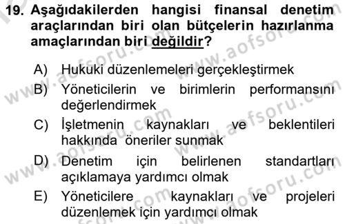 Yönetim ve Organizasyon Dersi 2018 - 2019 Yılı 3 Ders Sınav Soruları 19. Soru