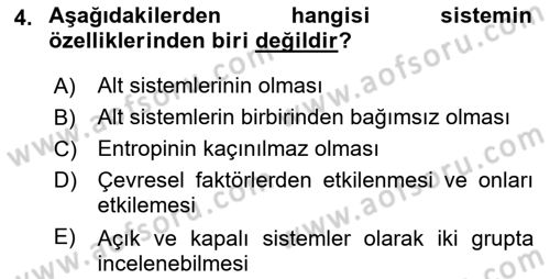 Yönetim ve Organizasyon Dersi 2018 - 2019 Yılı 3 Ders Sınav Soruları 4. Soru
