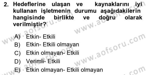 Yönetim ve Organizasyon Dersi 2018 - 2019 Yılı (Vize) Ara Sınav Soruları 2. Soru