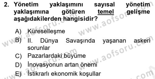 Yönetim ve Organizasyon Dersi 2018 - 2019 Yılı (Final) Dönem Sonu Sınav Soruları 2. Soru