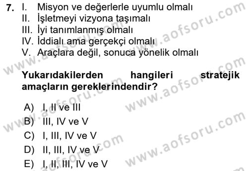 Yönetim ve Organizasyon Dersi 2018 - 2019 Yılı (Final) Dönem Sonu Sınav Soruları 7. Soru