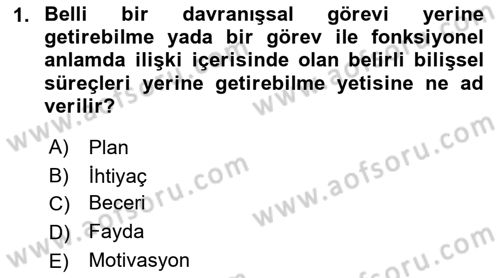 Yönetim ve Organizasyon Dersi 2018 - 2019 Yılı Yaz Okulu Sınav Soruları 1. Soru