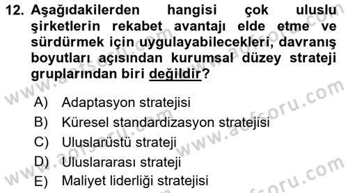 Yönetim ve Organizasyon Dersi 2018 - 2019 Yılı Yaz Okulu Sınav Soruları 12. Soru