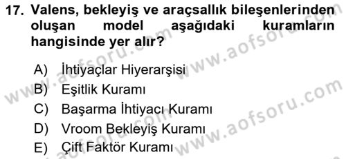 Yönetim ve Organizasyon Dersi 2018 - 2019 Yılı Yaz Okulu Sınav Soruları 17. Soru