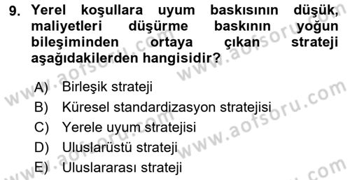 Yönetim ve Organizasyon Dersi 2018 - 2019 Yılı Yaz Okulu Sınav Soruları 9. Soru