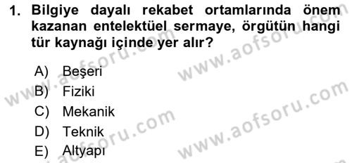 Yönetim ve Organizasyon Dersi 2021 - 2022 Yılı (Final) Dönem Sonu Sınav Soruları 1. Soru