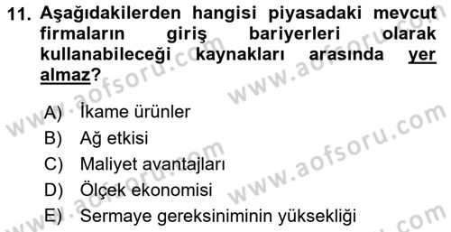 Yönetim ve Organizasyon Dersi 2021 - 2022 Yılı (Final) Dönem Sonu Sınav Soruları 11. Soru
