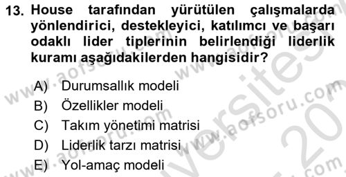 Yönetim ve Organizasyon Dersi 2021 - 2022 Yılı (Final) Dönem Sonu Sınav Soruları 13. Soru