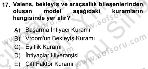 Yönetim ve Organizasyon Dersi 2021 - 2022 Yılı (Final) Dönem Sonu Sınav Soruları 17. Soru