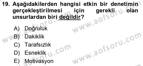 Yönetim ve Organizasyon Dersi 2021 - 2022 Yılı (Final) Dönem Sonu Sınav Soruları 19. Soru