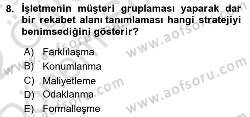 Yönetim ve Organizasyon Dersi 2021 - 2022 Yılı (Final) Dönem Sonu Sınav Soruları 8. Soru