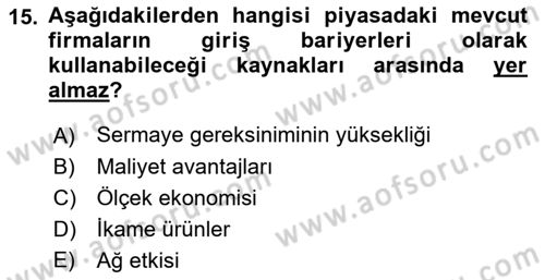 Yönetim ve Organizasyon Dersi 2022 - 2023 Yılı Yaz Okulu Sınav Soruları 15. Soru