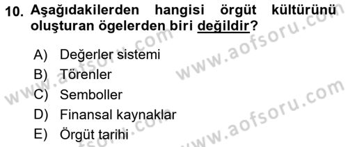 Yönetim ve Organizasyon Dersi 2023 - 2024 Yılı Yaz Okulu Sınav Soruları 10. Soru