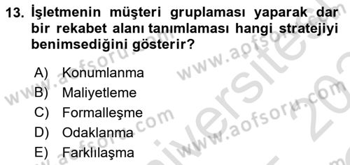 Yönetim ve Organizasyon Dersi 2023 - 2024 Yılı Yaz Okulu Sınav Soruları 13. Soru