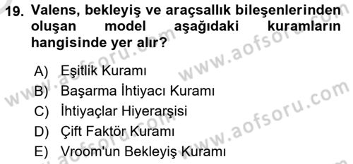 Yönetim ve Organizasyon Dersi 2023 - 2024 Yılı Yaz Okulu Sınav Soruları 19. Soru