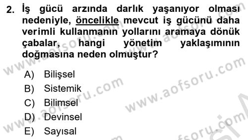 Yönetim ve Organizasyon Dersi 2025 - 2026 Yılı (Vize) Ara Sınav Soruları 2. Soru