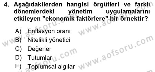 Yönetim ve Organizasyon Dersi 2025 - 2026 Yılı (Vize) Ara Sınav Soruları 4. Soru