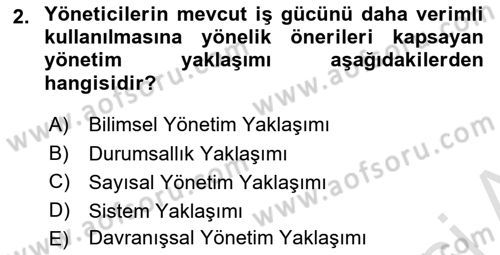 Yönetim ve Organizasyon Dersi 2025 - 2026 Yılı (Final) Dönem Sonu Sınav Soruları 2. Soru
