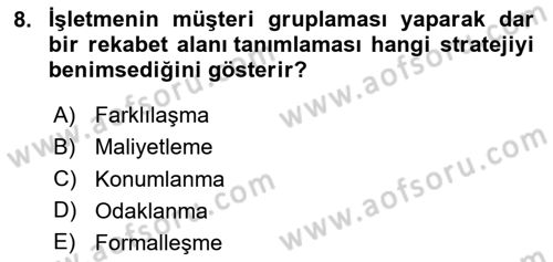 Yönetim ve Organizasyon Dersi 2025 - 2026 Yılı (Final) Dönem Sonu Sınav Soruları 8. Soru