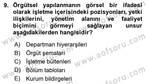 Yönetim ve Organizasyon Dersi 2025 - 2026 Yılı (Final) Dönem Sonu Sınav Soruları 9. Soru