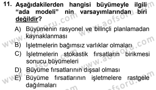 İşletme İlkeleri Dersi 2012 - 2013 Yılı (Final) Dönem Sonu Sınav Soruları 11. Soru