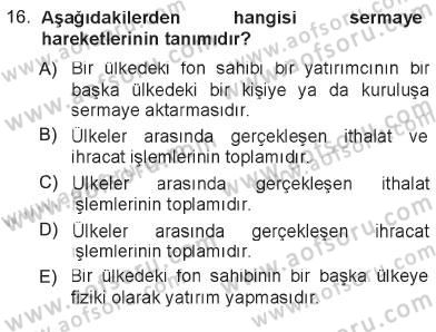 İşletme İlkeleri Dersi 2012 - 2013 Yılı Tek Ders Sınav Soruları 16. Soru