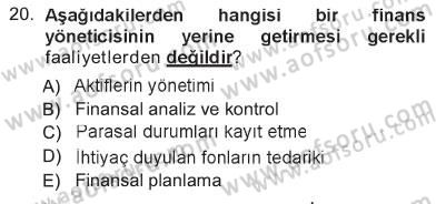 İşletme İlkeleri Dersi 2012 - 2013 Yılı Tek Ders Sınav Soruları 20. Soru