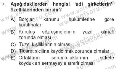 İşletme İlkeleri Dersi 2012 - 2013 Yılı Tek Ders Sınav Soruları 7. Soru