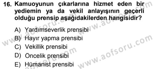 İşletme İlkeleri Dersi 2014 - 2015 Yılı (Vize) Ara Sınav Soruları 16. Soru