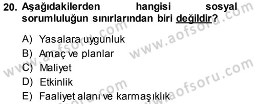 İşletme İlkeleri Dersi 2014 - 2015 Yılı (Vize) Ara Sınav Soruları 20. Soru