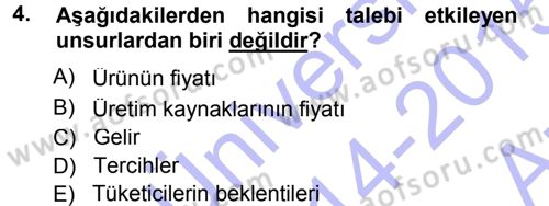İşletme İlkeleri Dersi 2014 - 2015 Yılı (Vize) Ara Sınav Soruları 4. Soru