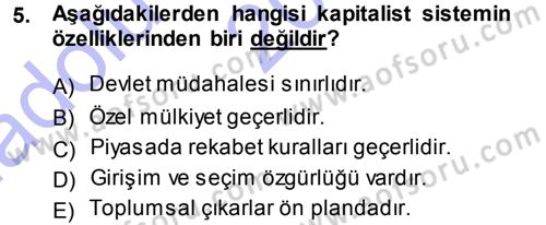 İşletme İlkeleri Dersi 2014 - 2015 Yılı (Vize) Ara Sınav Soruları 5. Soru