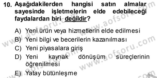 İşletme İlkeleri Dersi 2014 - 2015 Yılı (Final) Dönem Sonu Sınav Soruları 10. Soru