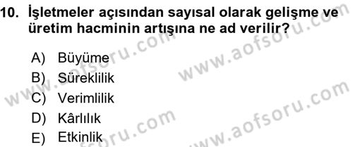 İşletme İlkeleri Dersi 2015 - 2016 Yılı (Vize) Ara Sınav Soruları 10. Soru