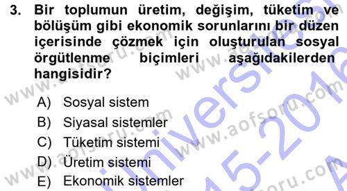 İşletme İlkeleri Dersi 2015 - 2016 Yılı (Vize) Ara Sınav Soruları 3. Soru
