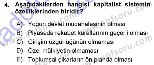 İşletme İlkeleri Dersi 2015 - 2016 Yılı (Vize) Ara Sınav Soruları 4. Soru
